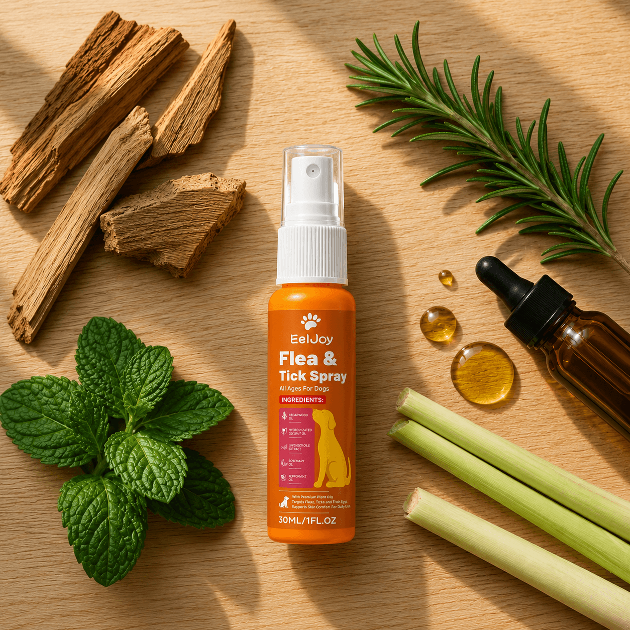 NatĂŒrliche Inhaltsstoffe von Barklyn Flea & Tick Spray